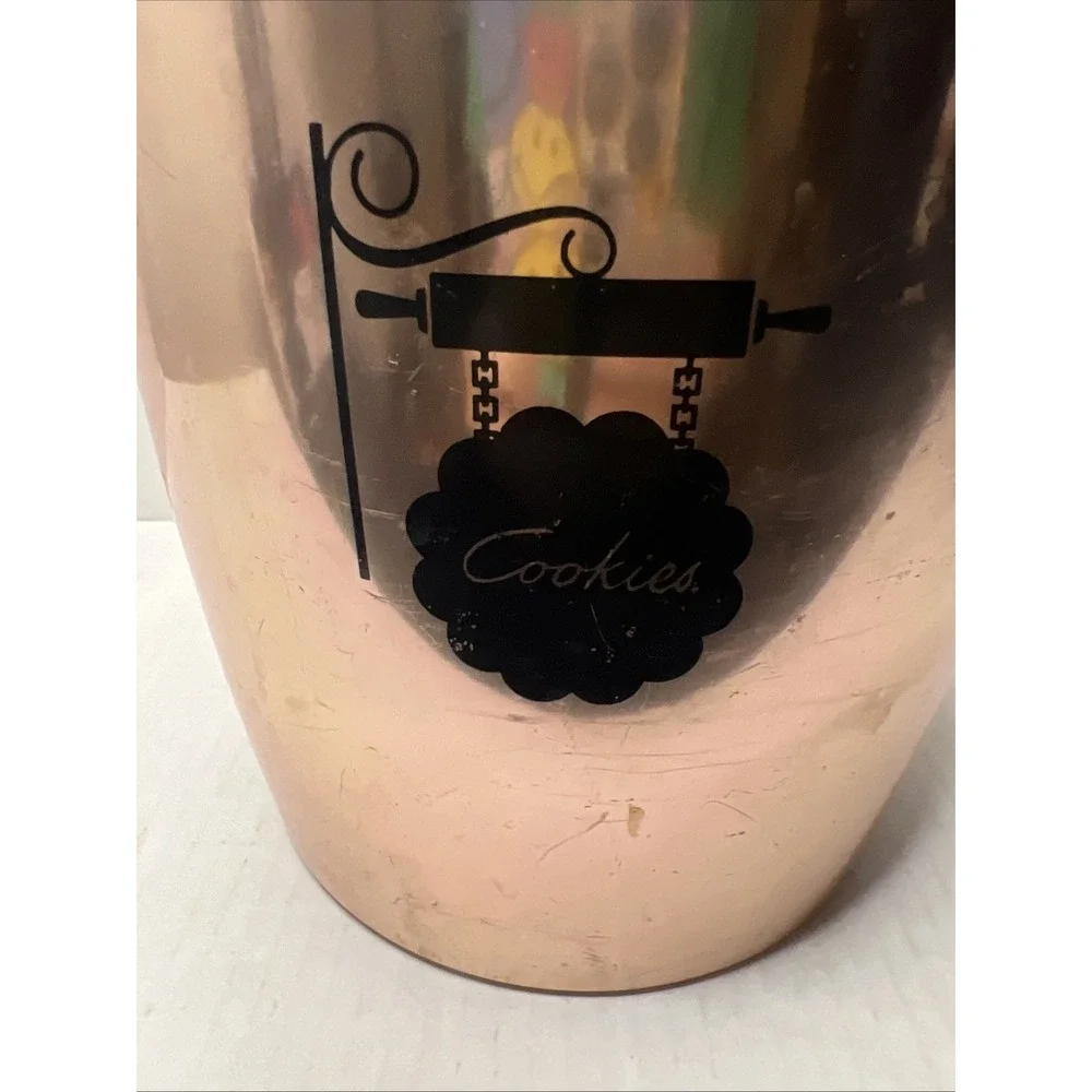 Vintage WEST BEND COPPER COLOR COOKIES CANISTER WITH LID